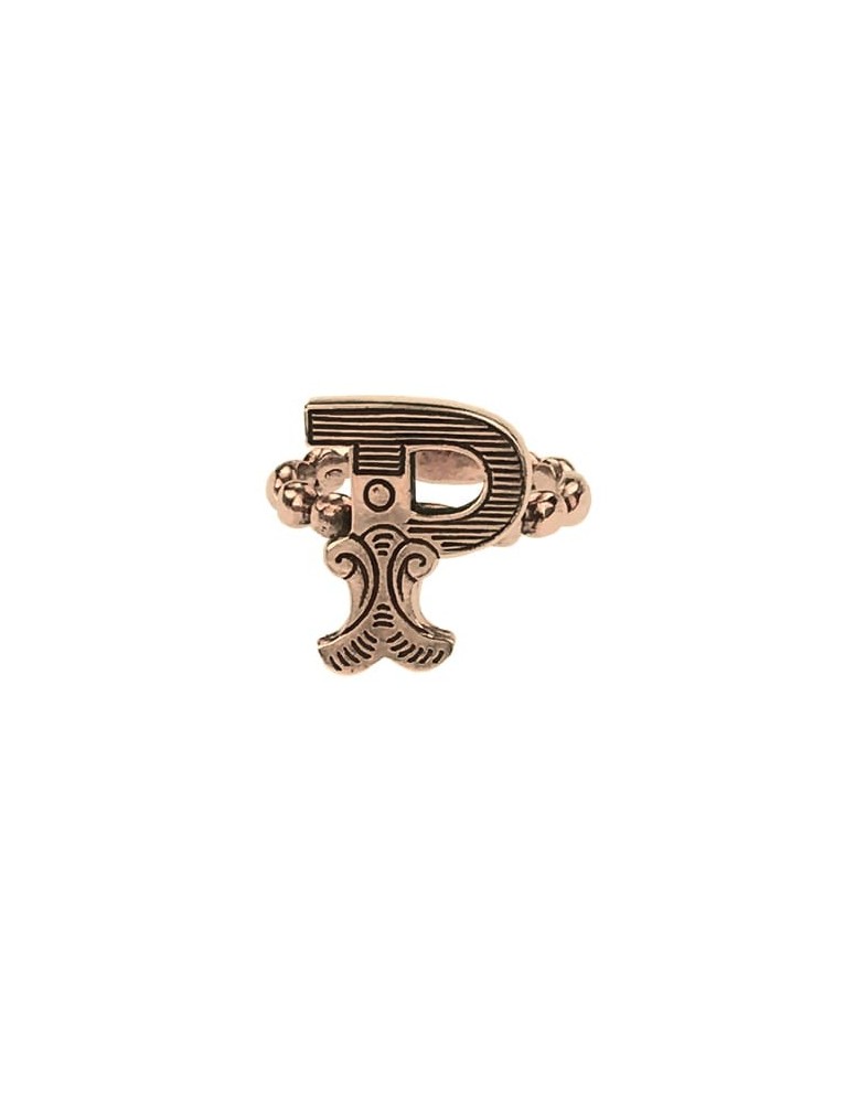 Gold carousel letter ring - P monogram